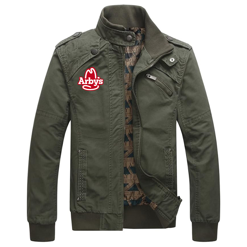 Men's  Arbys Dwar Casual Washed Cotton Military Outdoor Jackets with Shoulder Straps